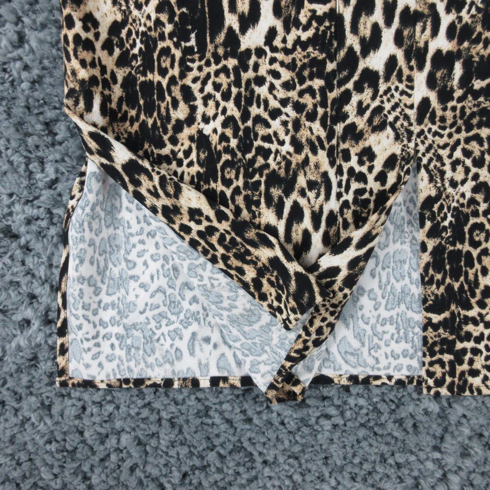 Chico's Shirt Womens 0 US 4 Beige Black Animal Print Long Sleeve Pullover - Picture 7 of 12